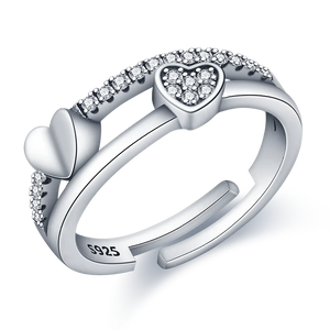 925 Silver Crown Heart Ring for Women Zircon Banquet Ring