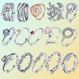 925 Silver Crown Heart Ring for Women Zircon Banquet Ring