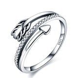 925 Silver Crown Heart Ring for Women Zircon Banquet Ring