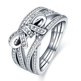 925 Silver Crown Heart Ring for Women Zircon Banquet Ring