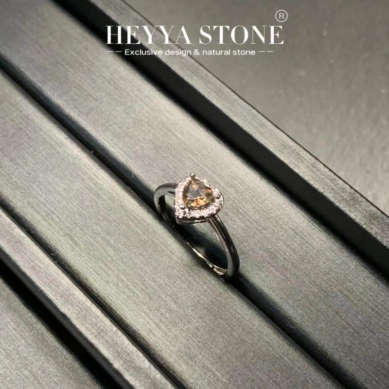 Natural Smoky Quartz Rings For Women 925 Silver Plated Fine Jewelry