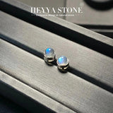 HEYYA STONE Natural Moonstone Stud Earrings For Women 925 Silver Earrings