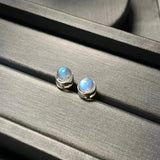 HEYYA STONE Natural Moonstone Stud Earrings For Women 925 Silver Earrings