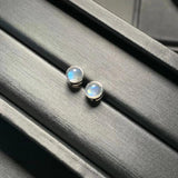 HEYYA STONE Natural Moonstone Stud Earrings For Women 925 Silver Earrings
