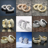 925 Silver Stud Earrings with Zircon Stone Round Jewelry