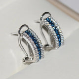 925 Silver Stud Earrings with Zircon Stone Round Jewelry
