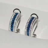 925 Silver Stud Earrings with Zircon Stone Round Jewelry