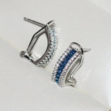 925 Silver Stud Earrings with Zircon Stone Round Jewelry