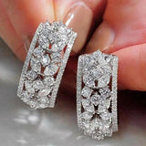 925 Silver Stud Earrings with Zircon Stone Round Jewelry