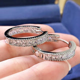 925 Silver Stud Earrings with Zircon Stone Round Jewelry