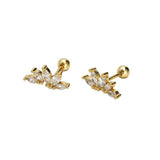 925 Silver Zircon Spiral Bead Earrings Party Jewelry