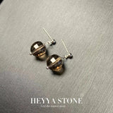 Natural Smoky Quartz Stud Earrings 925 Silver Fine Jewelry Classic Style