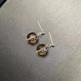 Natural Smoky Quartz Stud Earrings 925 Silver Fine Jewelry Classic Style