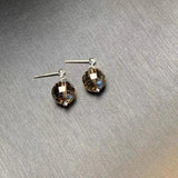Natural Smoky Quartz Stud Earrings 925 Silver Fine Jewelry Classic Style