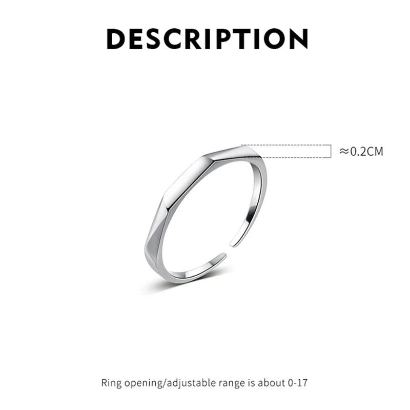 925 Silver Irregular Cut Open Resizable Finger Ring