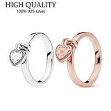 925 Silver Rose Heart Padlock Ring for Women