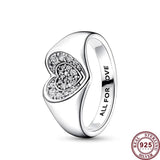 925 Silver Rose Heart Padlock Ring for Women