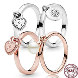 925 Silver Round Padlock Heart Sign Ring Wedding Gift