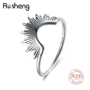 925 Silver Semicircle Ring Vintage Finger Rings for Women Men