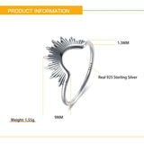 925 Silver Semicircle Ring Vintage Finger Rings for Women Men