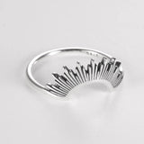 925 Silver Semicircle Ring Vintage Finger Rings for Women Men