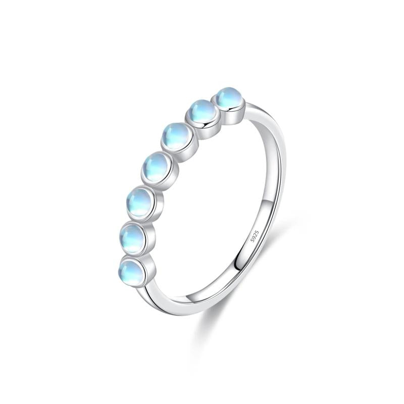 925 Silver Moonstone Ring Stackable Crystal Ring Women Birthday Gift