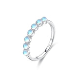 925 Silver Moonstone Ring Stackable Crystal Ring Women Birthday Gift