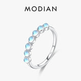 925 Silver Moonstone Ring Stackable Crystal Ring Women Birthday Gift