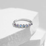 925 Silver Moonstone Ring Stackable Crystal Ring Women Birthday Gift