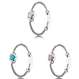 925 Silver Heart Crystal Ring for Women Wedding Party