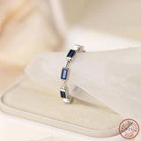 925 Silver Women's Ring with Square Sapphire