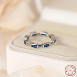 925 Silver Women's Ring with Square Sapphire