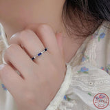 925 Silver Women's Ring with Square Sapphire