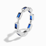 925 Silver Women's Ring with Square Sapphire