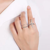 925 Silver Geometric Finger Ring Retro Style Punk Jewelry