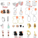 925 Silver Zircon Bear Earrings Wedding Accessory