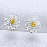 925 Silver Needle Flower Stud Earrings FQL23683