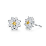 925 Silver Needle Flower Stud Earrings FQL23683