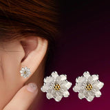 925 Silver Needle Flower Stud Earrings FQL23683