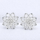 925 Silver Needle Flower Stud Earrings FQL23683