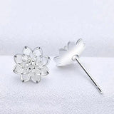 925 Silver Needle Flower Stud Earrings FQL23683