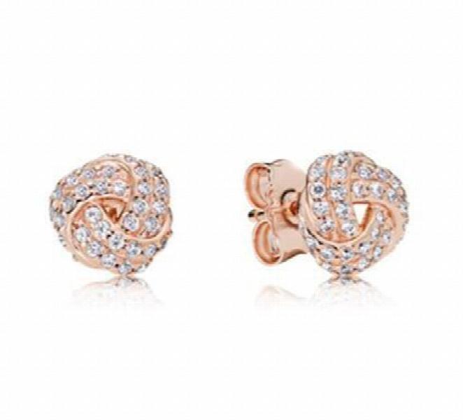 925 Silver Rose Knot Earring With Crystal