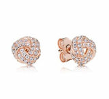 925 Silver Rose Knot Earring With Crystal