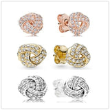 925 Silver Rose Knot Earring With Crystal