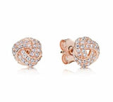 925 Silver Rose Knot Earring With Crystal