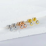 Trustdavis 925 Silver Round Zircon Stud Earrings for Women