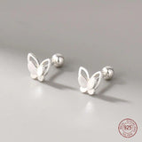 925 Silver Double Butterfly Stud Earrings Animal Earring Girl Piercing Jewelry