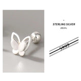 925 Silver Double Butterfly Stud Earrings Animal Earring Girl Piercing Jewelry