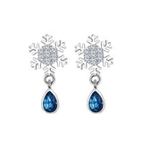 925 Silver Crystal Snowflake Stud Earrings Vintage Jewelry FQL21551