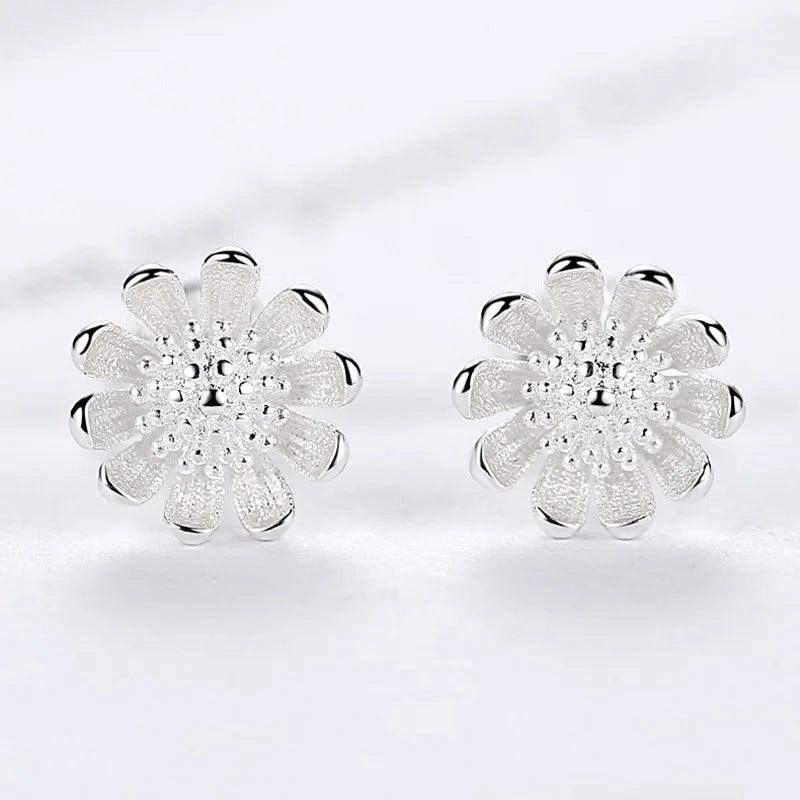 925 Silver Needle High Jewelry Flower Stud Earrings For Women